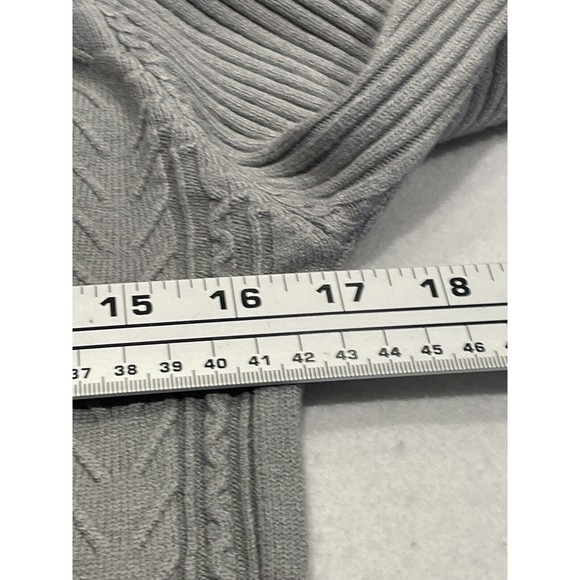 iClosam Womens Scalloped Turtleneck Sweater Size L Gray Cable Knit Long Sleeve - Picture 6 of 8